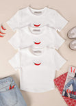 Camiseta crop y bordado color blanco, marfil para mujer - Flashy