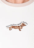 Camiseta en contraste con bordado de perro color marfil, blanco para mujer - Flashy