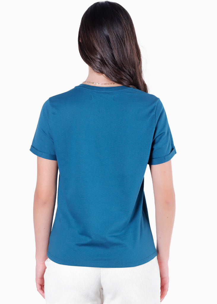 Camiseta estampada "Amor Amour Amore" color azul para mujer - Flashy