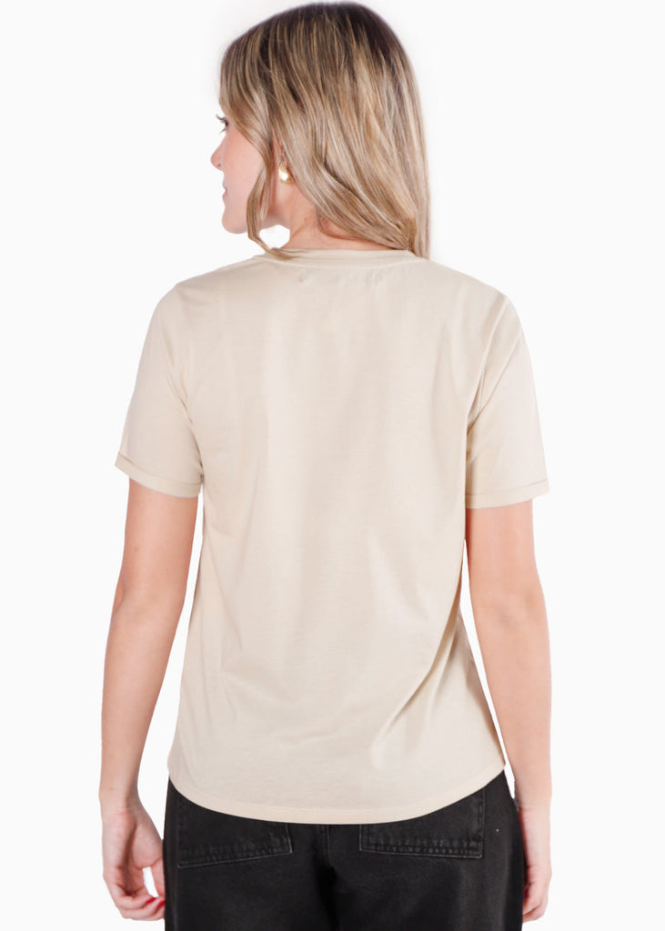 Camiseta estampada "Arizona" color beige para mujer - Flashy