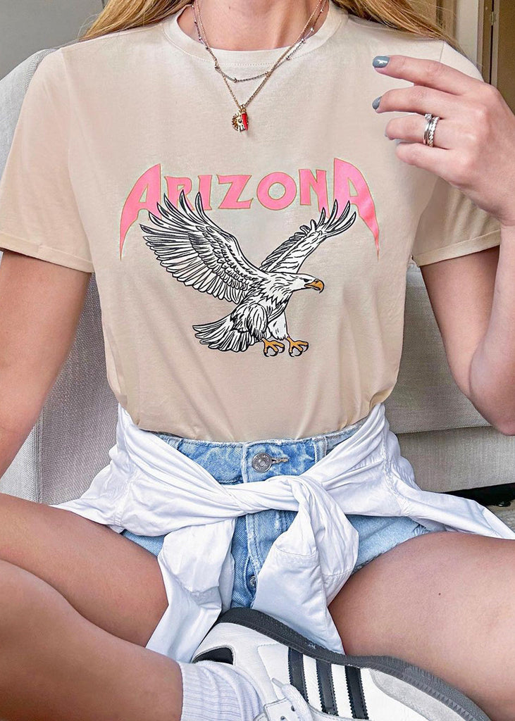 Camiseta estampada "Arizona" color beige para mujer - Flashy
