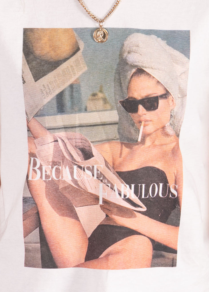 Camiseta estampada "Because I'm Fabulous" color blanco para mujer - Flashy