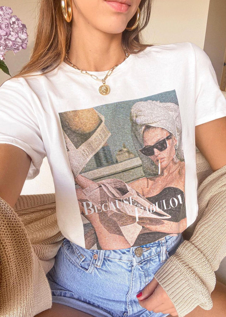 Camiseta estampada "Because I'm Fabulous" color blanco para mujer - Flashy
