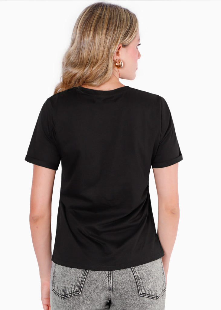 Camiseta estampada "Beverly Hills leopard" color negro para mujer - Flashy