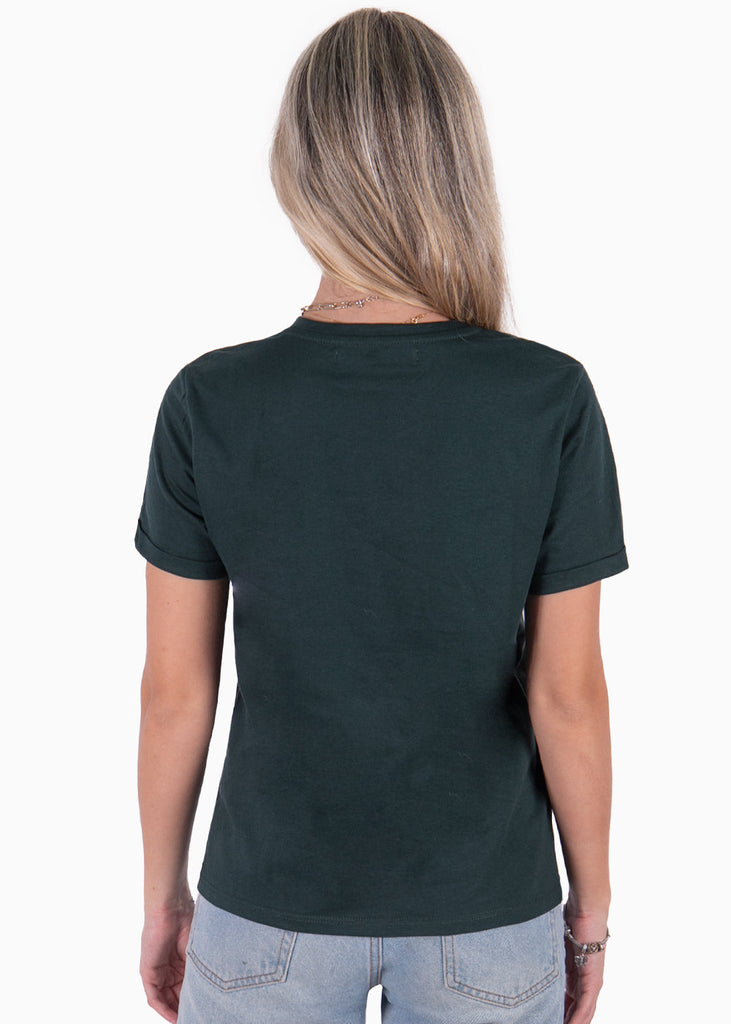Camiseta estampada "bring good energy everywhere" color verde para mujer - Flashy