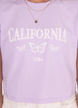 Camiseta estampada "California" color morado, lila para mujer - Flashy