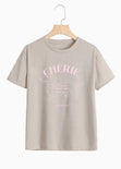 Camiseta estampada "Cherie" color beige para mujer - Flashy