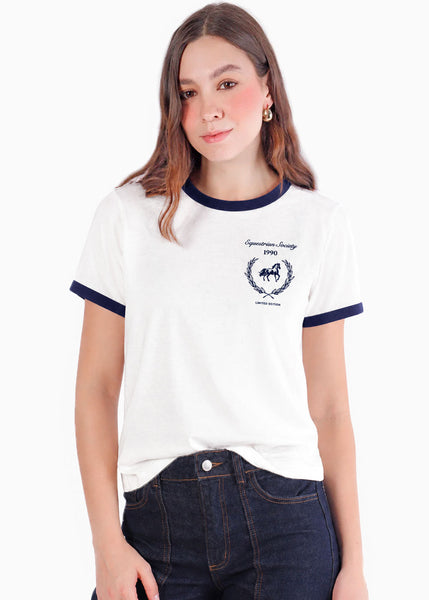 Camiseta estampada con cuello y puños en contraste - SURINAM