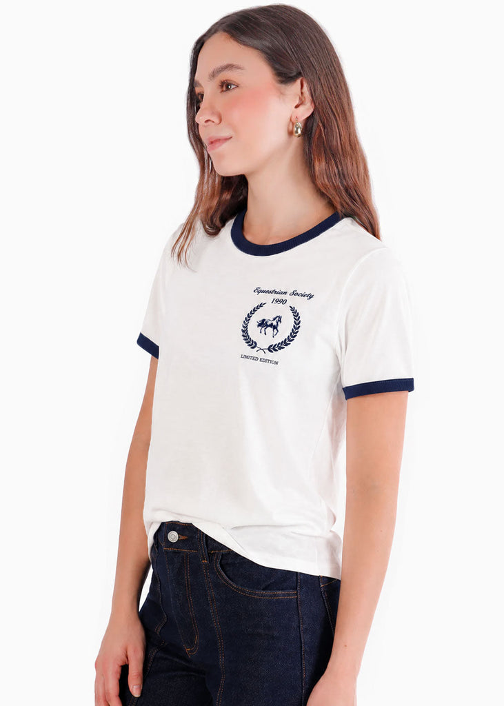 Camiseta estampada con cuello y puños en contraste - SURINAM