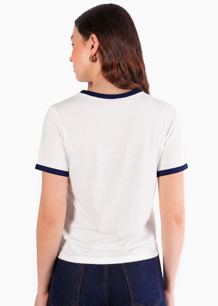 Camiseta estampada con cuello y puños en contraste - SURINAM