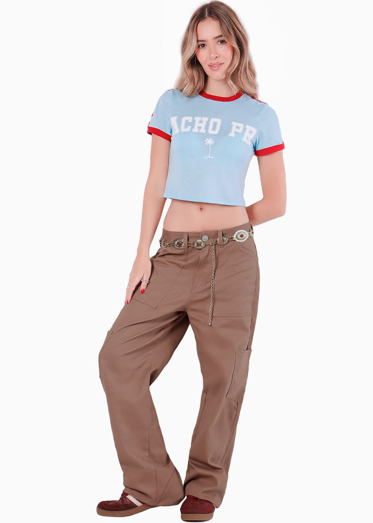Camiseta estampada con cuello y puños en contraste - TAROT