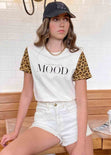 Camiseta estampada con mangas de animal print color blanco para mujer - Flashy