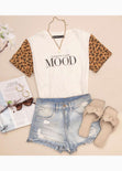 Camiseta estampada con mangas de animal print color blanco para mujer - Flashy