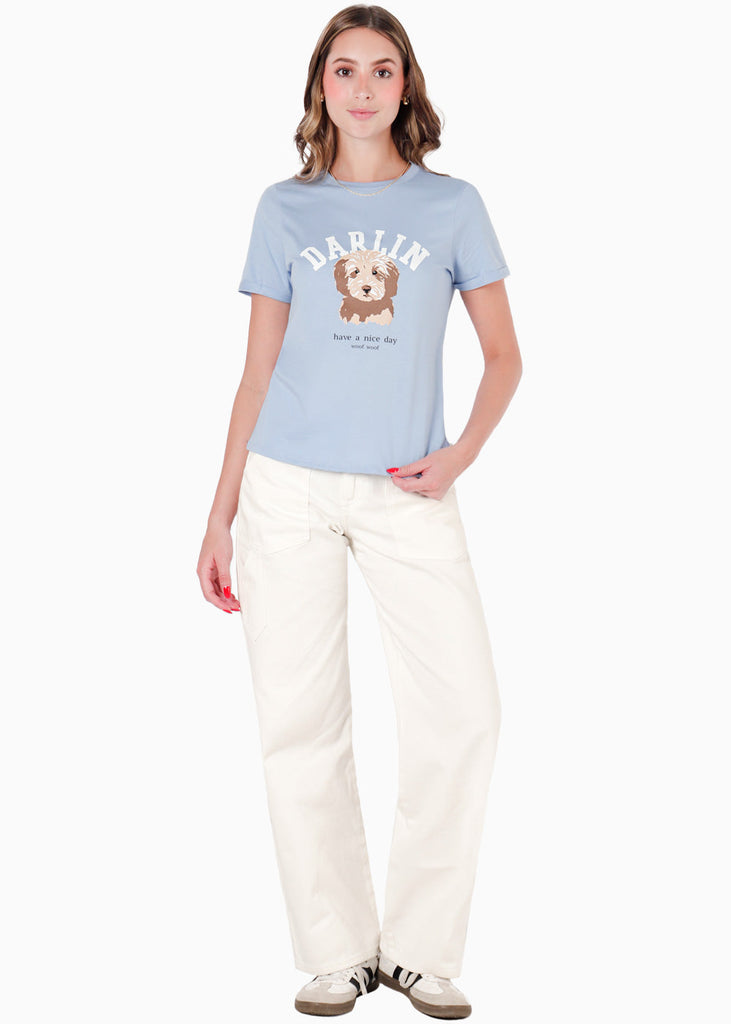 Camiseta estampada "Darlin" color azul para mujer - Flashy