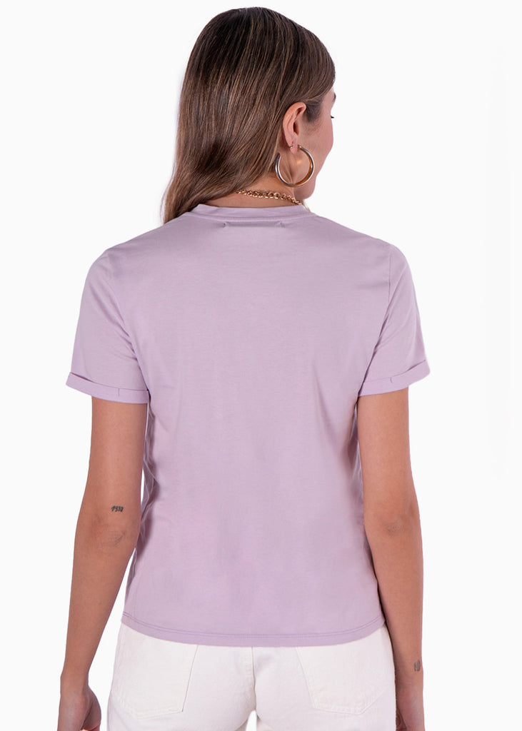 Camiseta estampada de ojo con estrellas color lila, morado para mujer - Flashy