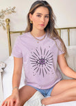Camiseta estampada de ojo con estrellas color lila, morado para mujer - Flashy