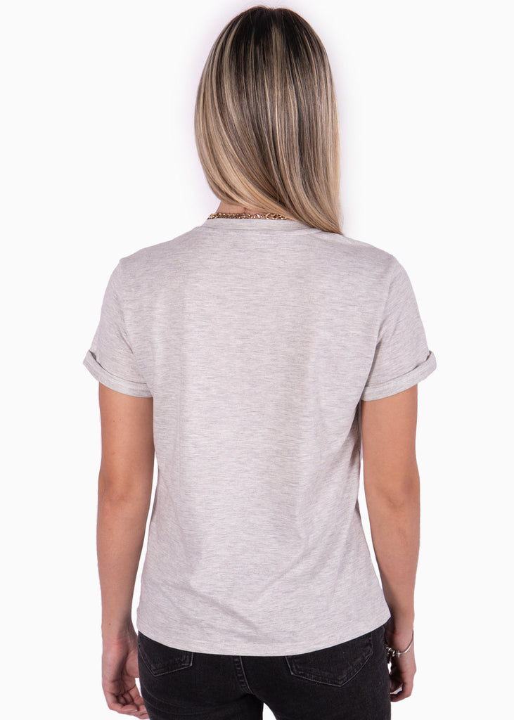 Camiseta estampada de tigre con rayo color gris para mujer - Flashy