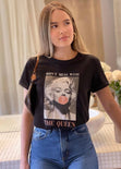 Camiseta estampada "Don't mess with the queen" color negro para mujer - Flashy