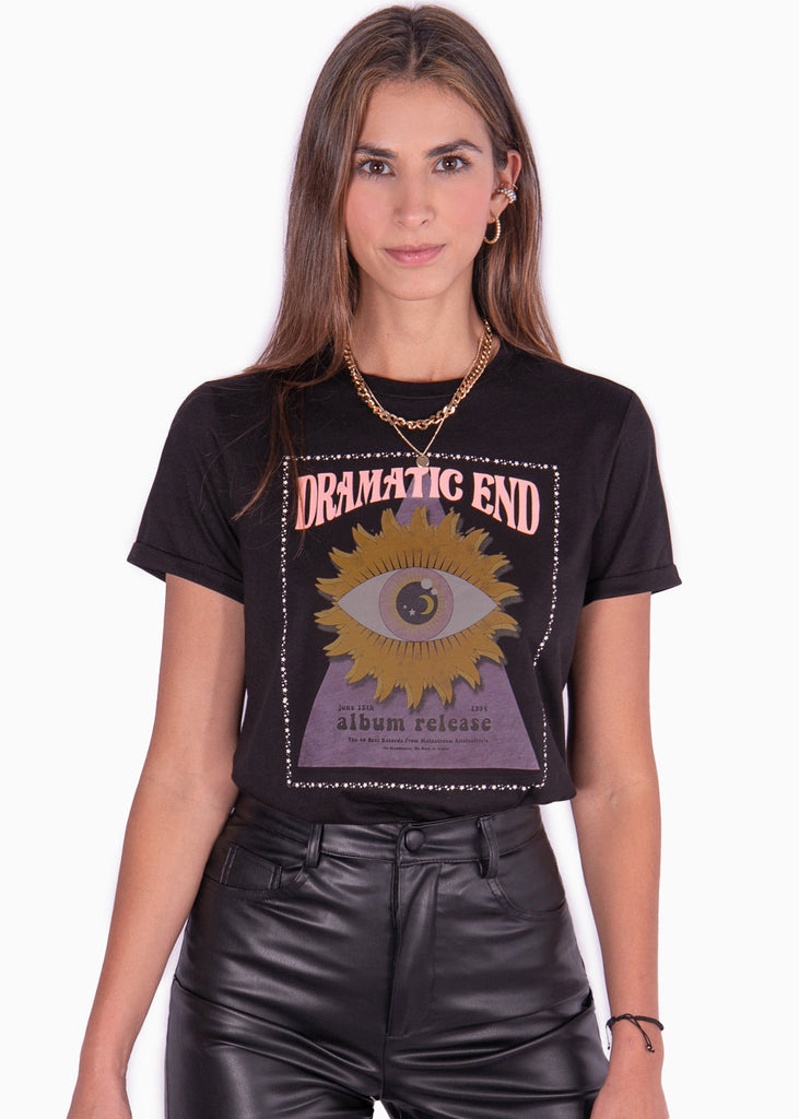 Camiseta estampada "dramatic end" color negro para mujer - Flashy