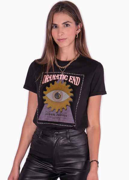 Camiseta estampada "dramatic end" color negro para mujer - Flashy