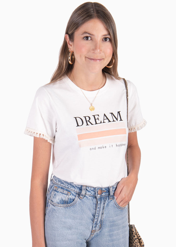 Camiseta estampada "Dream" color blanco para mujer - Flashy