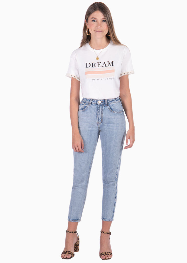 Camiseta estampada "Dream" color blanco para mujer - Flashy
