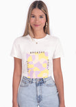 Camiseta estampada "Enjoy the now" color blanco, marfil para mujer - Flashy