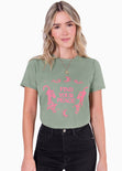 Camiseta estampada "Find your peace" color verde para mujer - Flashy