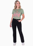 Camiseta estampada "Find your peace" color verde para mujer - Flashy