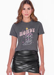 Camiseta estampada "Howdy" color gris para mujer - Flashy