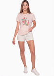 Camiseta estampada "La dolce vita" color rosado para mujer - Flashy