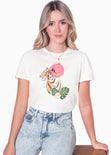 Camiseta estampada "La dolce vita" color blanco, marfil para mujer - Flashy