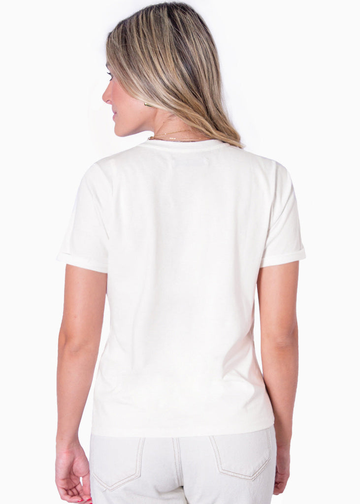 Camiseta estampada "La dolce vita" color blanco, marfil para mujer - Flashy