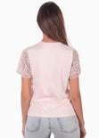 Camiseta estampada "ma cherie" con mangas en lentejuelas color rosado para mujer - Flashy