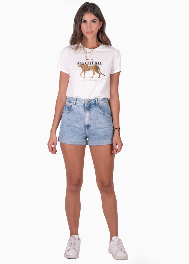 Camiseta estampada "Ma Cherie" color blanco, marfil para mujer - Flashy