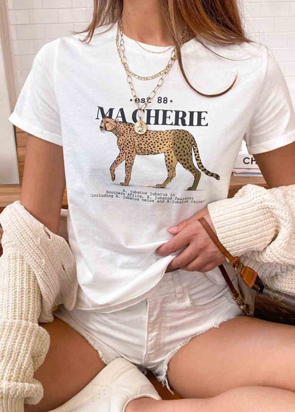 Camiseta estampada "Ma Cherie" color blanco, marfil para mujer - Flashy
