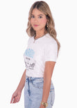 Camiseta estampada "Paradis sur la mer" color blanco, marfil para mujer - Flashy
