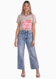 Camiseta estampada "Paris Je t'aime" color beige para mujer - Flashy