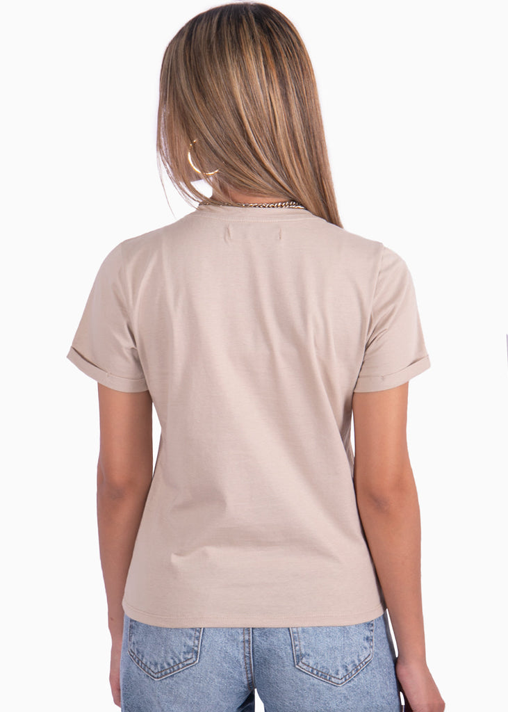 Camiseta estampada "Paris Je t'aime" color beige para mujer - Flashy