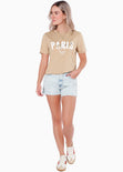 Camiseta estampada "Paris" color beige para mujer - Flashy