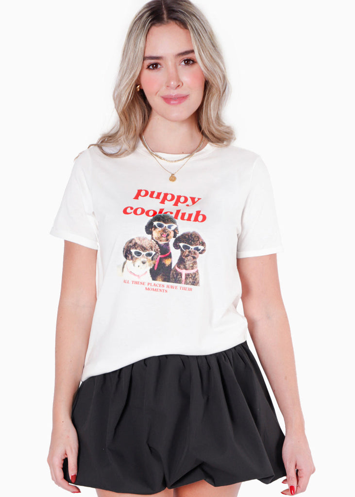 Camiseta estampada "Puppy cool club" color blanco, marfil para mujer - Flashy