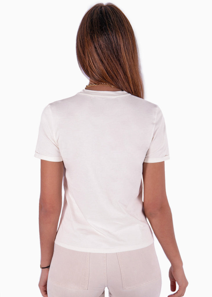 Camiseta estampada rayo "Babes support babes" con animal print color blanco para mujer - Flashy