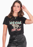 Camiseta estampada "Rock n Roll love tour" color negro para mujer - Flashy