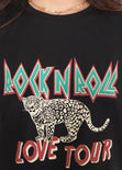 Camiseta estampada "Rock n Roll love tour" color negro para mujer - Flashy