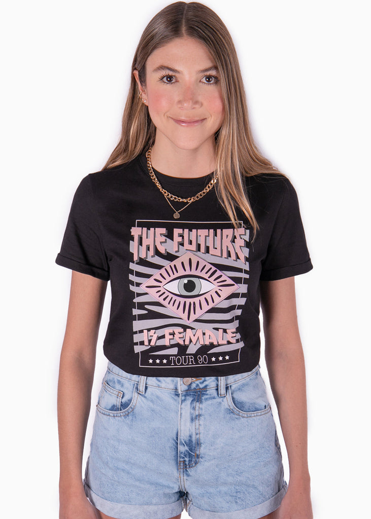 Camiseta estampada "The future is female" color negro para mujer - Flashy