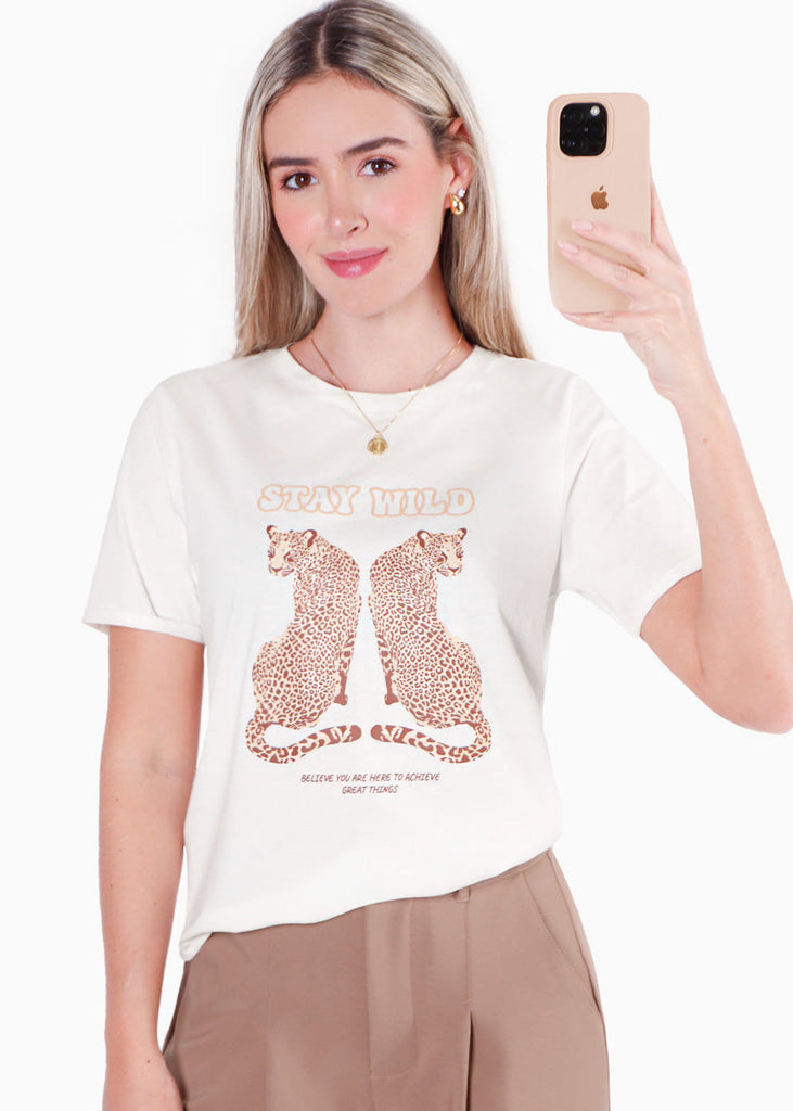 Camiseta estampada "Stay wild" para mujer - Flashy