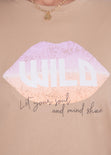 Camiseta estampada "Wild, let your soul and mind shine" color beige para mujer - Flashy