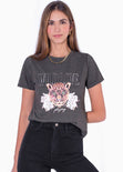 Camiseta estampada "Wild love, playing with fire" color gris para mujer - Flashy