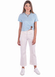 Camiseta manga corta con argolla color azul para mujer - Flashy