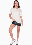 Camiseta oversized manga corta con perlas color gris para mujer - Flashy